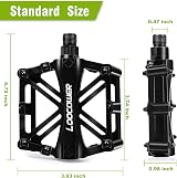 Loocower Bicycle Pedals 9/16 Aluminum Anti-Slip Mountain Road Hybrid Black view 4