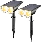 Linkind StarRay Dusk-to-Dawn Solar Spot Lights Outdoor Waterproof, IP67 3000k Warm White Solar Lights, 16 LEDs Solar Landscap