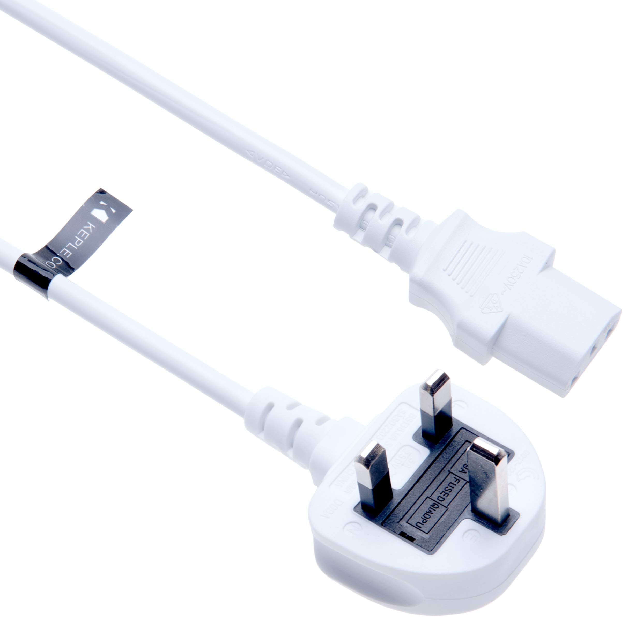 3 Pin Mains Power Lead 3 Prong Plug Cord Kettle Cable Compatible with LG 42LF66 42LF2500 42LF2500-ZA.BEKJLJG 37LG3000 37LG3000-ZA 42LG7000 19LE3300 42CS460 42PX5D 50PT353K (C13 to UK) 3m (White)