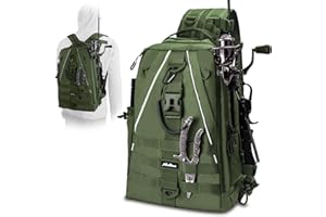MoiShow Fishing Backpack Tackle Bag, Fishing Tackle Backpack with Rod Holder, Tackle Box Backpack