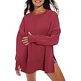Gacaky Womens Oversized Sweatshirts Crewneck Long Sleeve Hoodies 2025 Fall Fashion Y2k Pullover Tops Clothes with Thumbhole