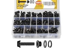 248 Pcs Flange Hex Bolts and Nuts Kit,M6 Bolt,M8 x1.25 Bolts,M10-1.5, Metric Bolt Assortment,Alloy Steel Class 8.8 Black Zinc
