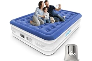 iDOO Matelas gonflable de luxe pour grand lit avec pompe intégrée, matelas gonflable pour camping, invités et maison, matelas