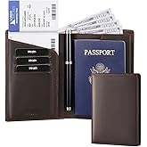 Mrain Luxury RFID Blocking Genuine Leather Passport Holder Passport Wallet for Travel (Crazy Horse Brown)