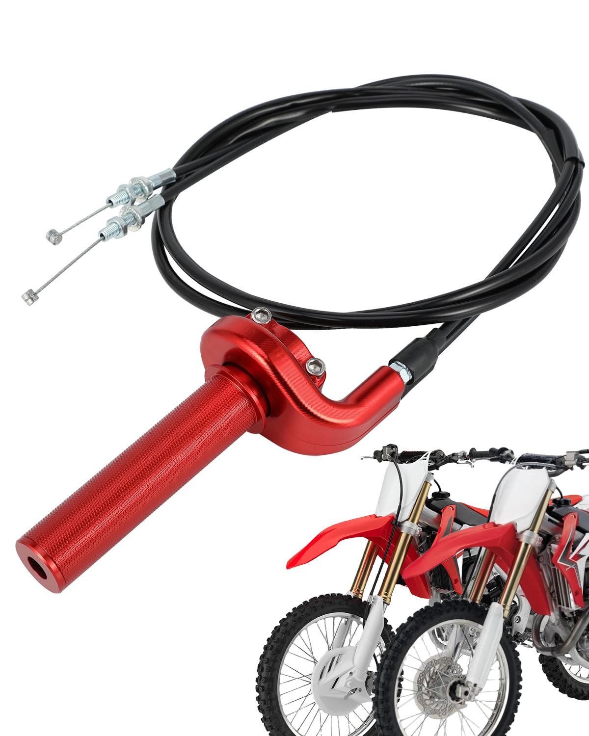 Photo 1 of NACORE Dirt Bike Throttle Tube Assembly + Cable for CRF250R/250X 2004-2014, CRF450X 2004-2008/2010-2014, CRF450R 2002-2014 Motorcycle Off Road Bike, RED