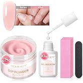 AZUREBEAUTY Nail Repair Kit for Broken Cracked Split Weak Nails, Emergency Easy Quick Fix Crystal Jelly Pink Transparent Dip Powder 28g /1 Oz Quick-Drying Repair Glue 10ml with Nail File &amp; Nail Buffer