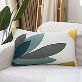 Merrycolor Boho Lumbar Throw Pillow Covers 12x20 Embroidered Abstract Mid Century Modern Pillowcases Bohemian Aesthetic Decorative Pillows for Couch Bed Sofa Living Room 1PC,Plant