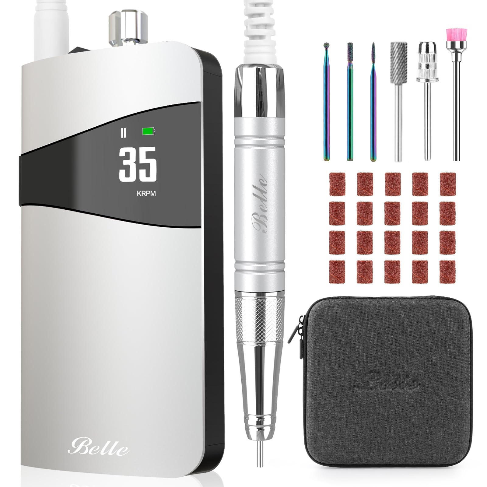 Photo 1 of Belle Electric Nail Drill, 35000 RPM Brushless Professional Nail Drill Machine, Portable Efile Nail Drill for Acrylic Gel Nails with 6 Nail Drill Bits & Sanding Bands, Manicure Pedicure