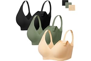 Angelhood 3 Pack Nursing Bras for Breastfeeding Seamless Pregnancy Maternity Bra Wireless Sleep Bralette with Extenders