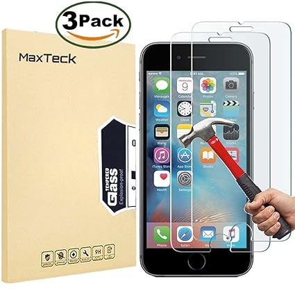 [3 Pack] iPhone 6 Plus / 6S Plus Screen Protector, MaxTeck 0.26mm 9H Tempered Glass Screen Protector Anti-Shatter Film for iPhone 6 6S Plus 5.5&quot; inch [3D Touch Compatible]