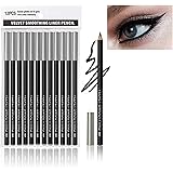 12PCS Erinde Eyeliner Pencil Set, Soft Black Eye Liner Eyebrow pencil Waterproof Natural Matte Hypoallergenic Eyeliners Makeu