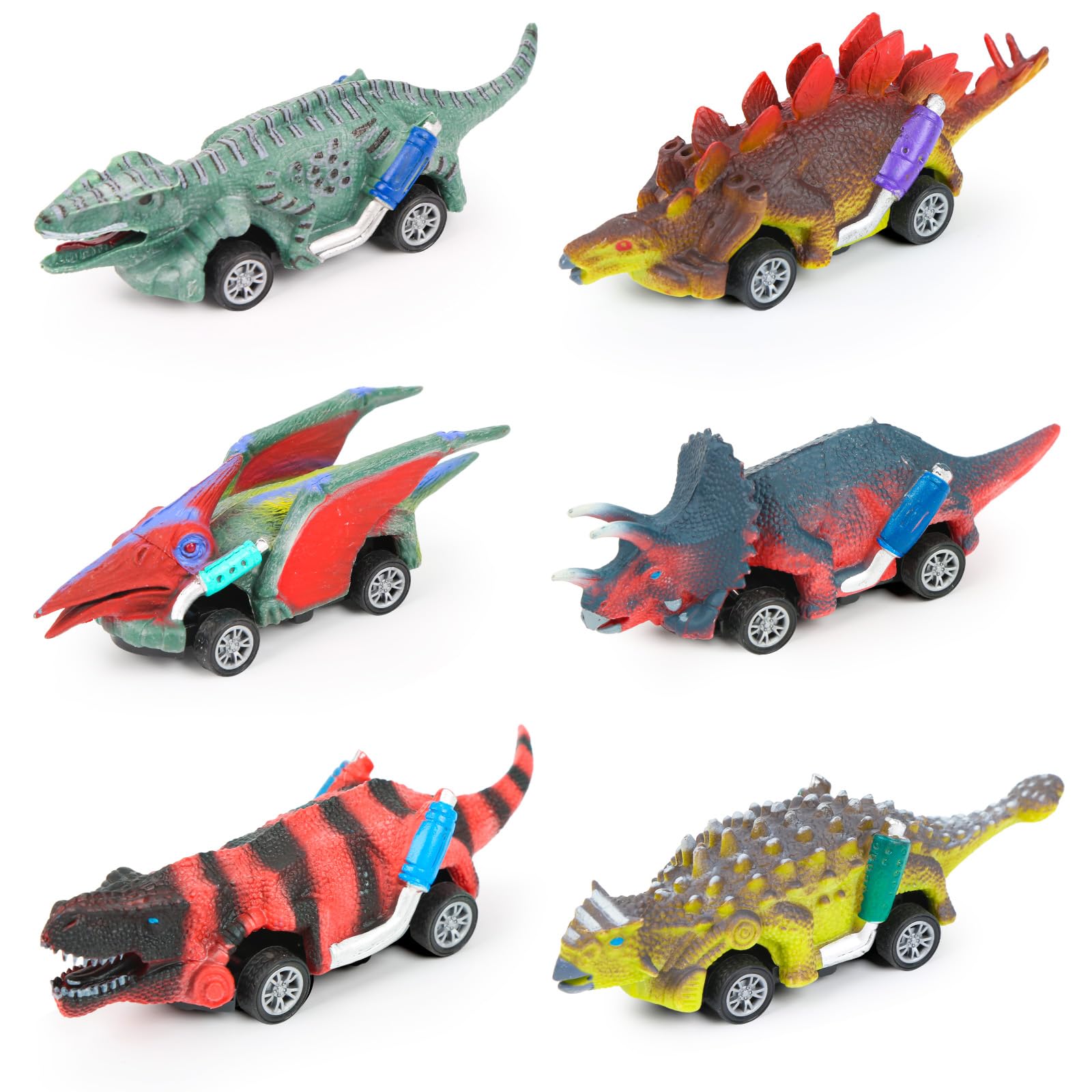 EASYFUN Dinosaur Toys for Kids 3-5 Pull Back Toy Cars 6 Pack Dino Toys for 3 4 5 and Up Boys Girls Dinosaur Games with T-Rex Dinosaur Toy Cars Gift for Toddler