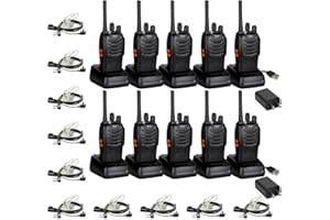 TIDRADIO TD-V2 Walkie Talkies for Adults Long Range, Rechargeable Two Way Radios with Secret Service Earpiece, 16CH Portable Durable Flashlight VOX Walky Talky for Business Family (10 Pack,Black)