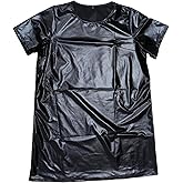 Agnes Orinda Plus Size Dress for Women Metallic Round Neck Short Sleeve Party Clubwear Loose Mini T-Shirt Dress