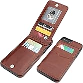 KIHUWEY for iPhone 7/8 Plus Case Wallet with Credit Card Holder, Premium Leather Magnetic Clasp Kickstand Heavy Duty Protective Cover for iPhone 7/8 Plus 5.5 Inch(Brown)