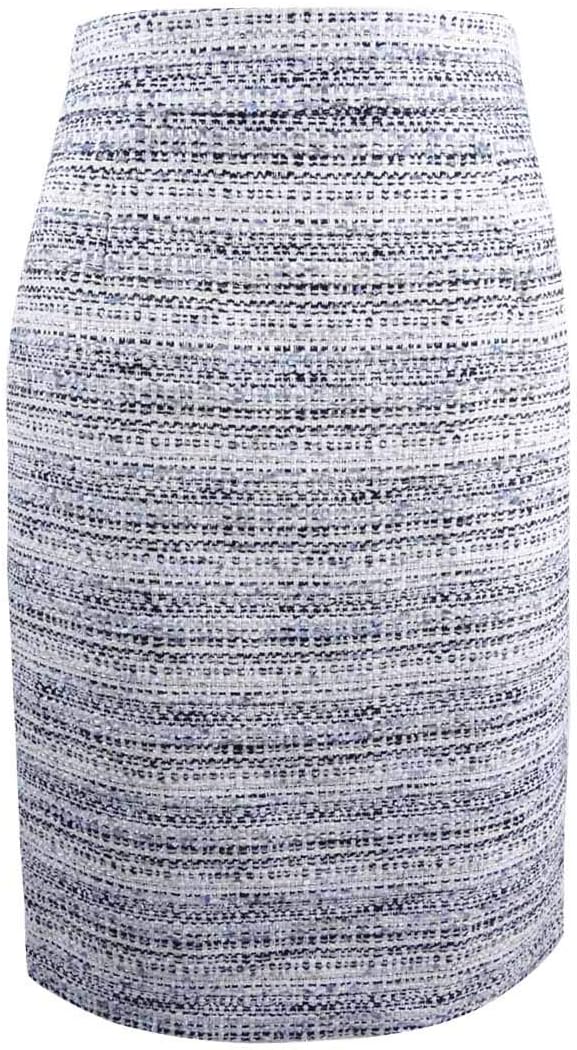 Tahari ASL Womens Plus Boucle Work Wear Pencil Skirt Black-Ivory 16
