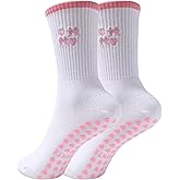 KAKAVENTE Pilates Socks with Grips for Women,Cute Grippy Barre Ballet Non Slip Yoga Socks for Hospital Workout