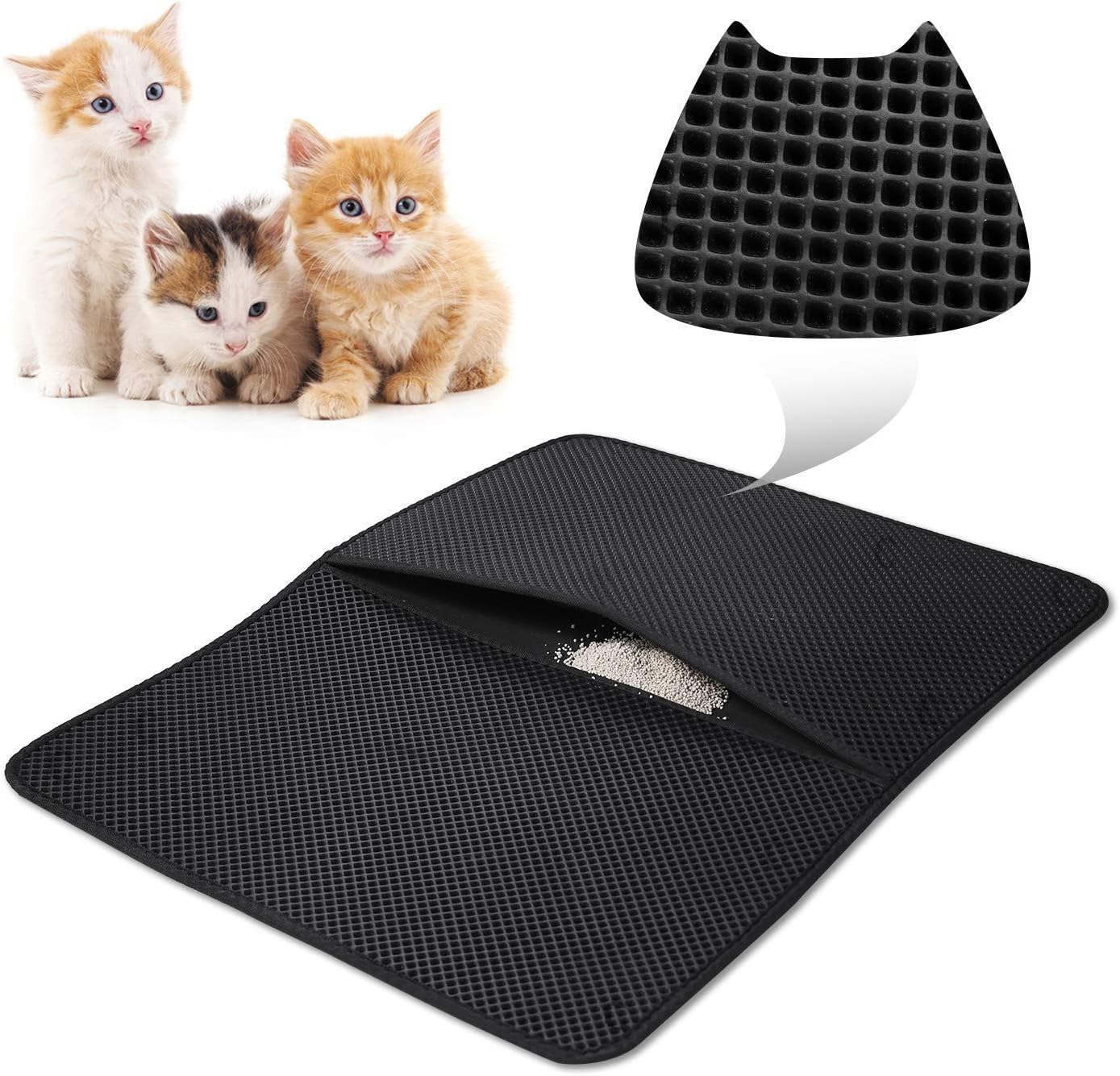 Loetad Tapis Litiere Chat Litiere Pour Chats Eva Impermeable Pliable En 4 Grande Taille Trou En Nid D Abeille Non Toxique Durable Pour Maison Exterieur Amazon Fr Animalerie
