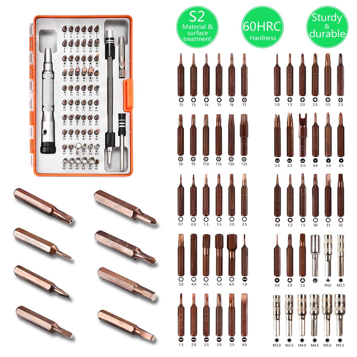 70 in 1 Precision Screwdriver Set,Repair Tool Kit,Professional Electronic Magnetic Driver Kits for iPhone/Cell Phone/iPad/MacBook/Computer/PC/Tablet/Watch/PS4/DIY Open Pry Replace Screen Camera