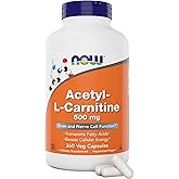NOW Foods Now Acetyl L Carnitine 500mg, 360 Veg Capsules - Non-GMO ACL 500 mg Caps