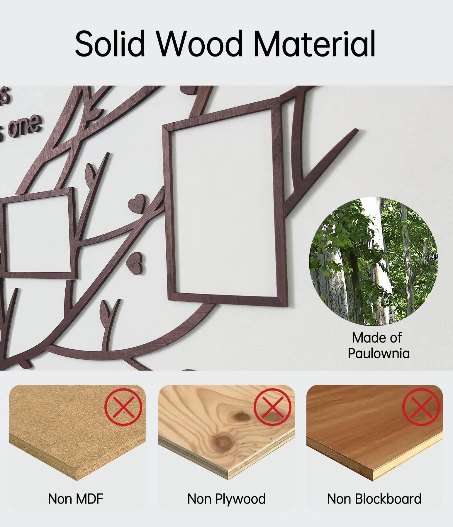 DecorSmart Love Family Tree Wall Decor Picture Frame Collage Removable 3D DIY Wood Wall Stickers