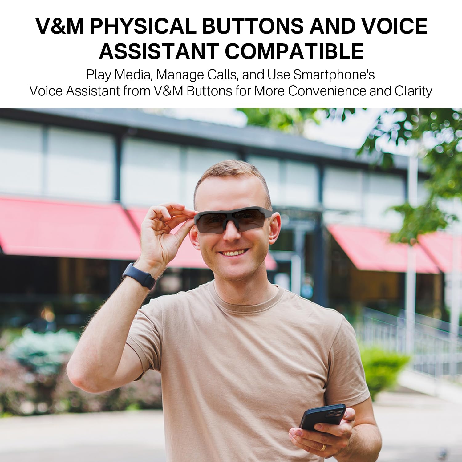 Sports Smart Glasses,Cycling Bluetooth Sunglasses for Men &Women,Open Ear Sound with Mic &Speakers,Touch &Voice Assistant,UV Protection,Polarized lens,Wireless Headphone Sunglasses for Running Fishing