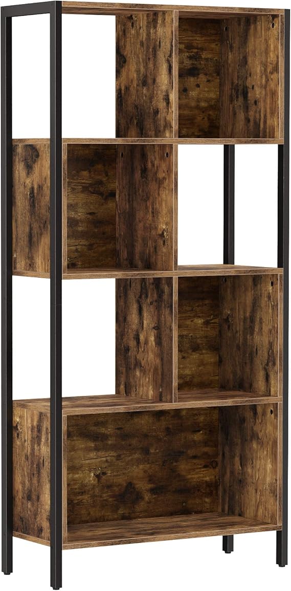 VASAGLE Bookshelf, Bookcase, Cube Storage Rack with Steel Frame, for