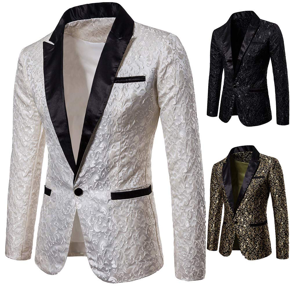 men's dress floral suit notched lapel slim fit stylish blazer dress suit