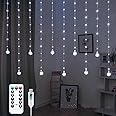 Minetom 200 LED Wishing Ball Curtain Lights - Fairy String Lights with Remote, USB Powered Waterproof for Christmas Wedding Party Bedroom Decoration, Pure White
