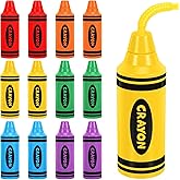 Tanlade 12 Pcs Back to School Gifts Crayon Plastic Cups with Lids Straws 10 oz Crayon Tumbler Cups Shaped Fun Classroom Party Gifts Birthday First Day of School Party Favors