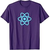 ReactJS Official Logo JavaScript Framework T-Shirt - Men's Adult Unisex Black Small Classic Fit Short Sleeve Collarless Crew Neck T-Shirt