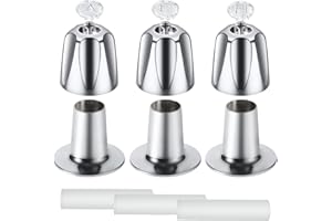UCDETD 3 Piece Shower Knob Replacement, Compatible with Price Pfister Verve and Bathtub Shower Faucet Handle Include Hot/Cold/Diverter Shower Knob and Flange Base (Polished Chrome)