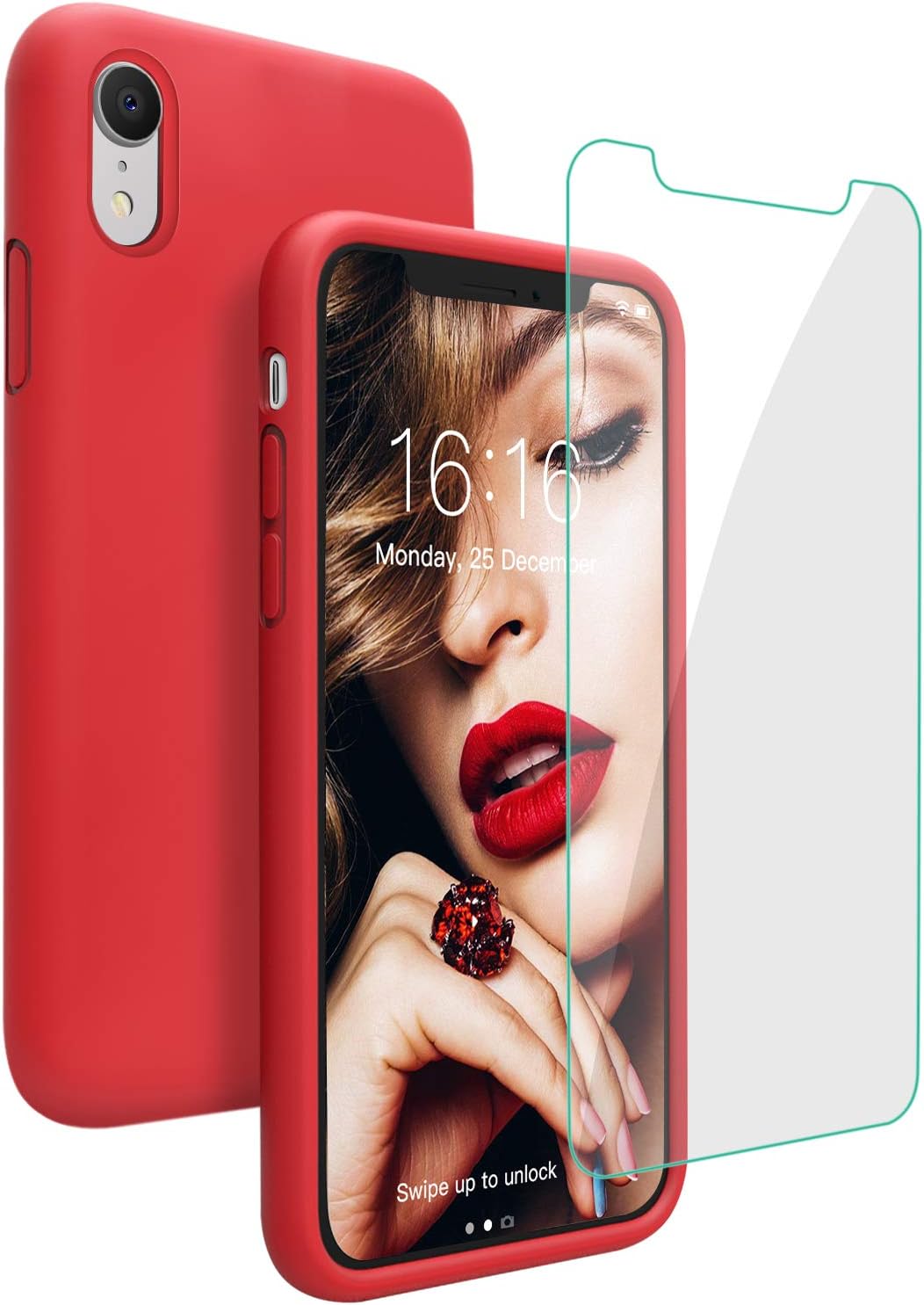 JASBON Case for iPhone XR,Silicone Phone Case Full Protective Phone Replacement 6.1inch Cover for iPhone XR-Red