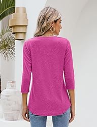 Sherosa Womens Summer Tops Casual 3/4 Sleeve V Neck