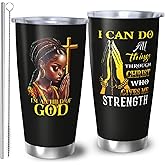 RUIYIMOEO Africian American Christian Gifts for Women, 20oz Religion Gifts Coffee Mugs, Afro Black Mom Gift Tumbler, Christian Tumbler for Women Faith
