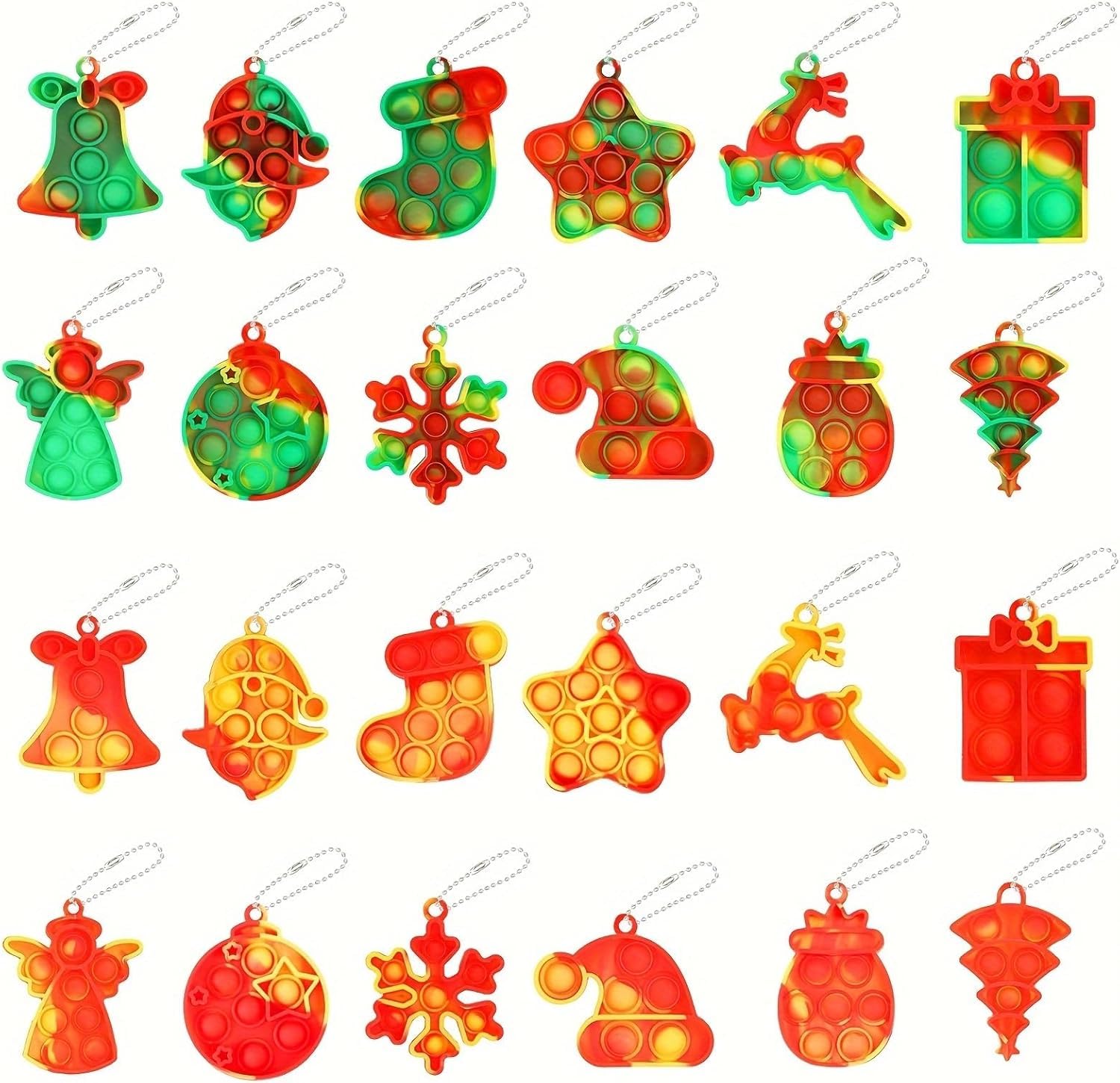 Amyang 24 Pack Christmas Mini Pop Fidget Toy Pack for Kids Girls Boys Toddlers Christmas Stocking Stuffers Party Favors Gifts Stress Relief