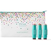Thrive Causemetics Triple Threat Color Stick Makeup Gift Set for Women: Blush, Highlighter, Bronzer & Contour Stick, Waterproof Smudge Proof Face Makeup Formula, 3 Shades