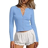 Darong Women's Long Sleeve Ribbed Knit Slim Fit Top Button Down Lightweight Cardigan Going Out Shirts Spring Clothes 2026