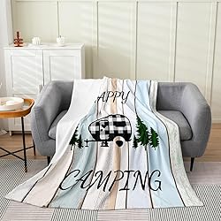 Camper All Season,Bed Blanket Happy Camping Plush