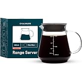 OVALWARE Glass Coffee Server for Pour Over 600ml/20oz | Microwave Safe | 2.5mm Borosilicate Carafe, Oven-Friendly &amp; Drip-Free Spout for Clean Serving | For Tea &amp; Hot Beverages at Home or Office