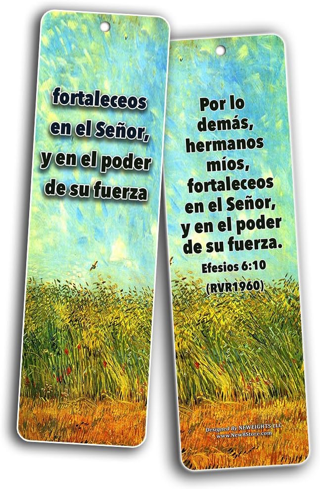 Spanish Bible Inspirational Bookmarks Cards Be Strong (60-Pack)- Jeremías 29:11 Josué 1:9 Salmos 23:4 Sunday School Homeschooling Bible Journal Craft Devocionales Cristianos en Español - Image 4