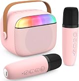PKBD Karaoke Machine for Kids with 2 Wireless Microphones Pink Bluetooth Speaker view 1