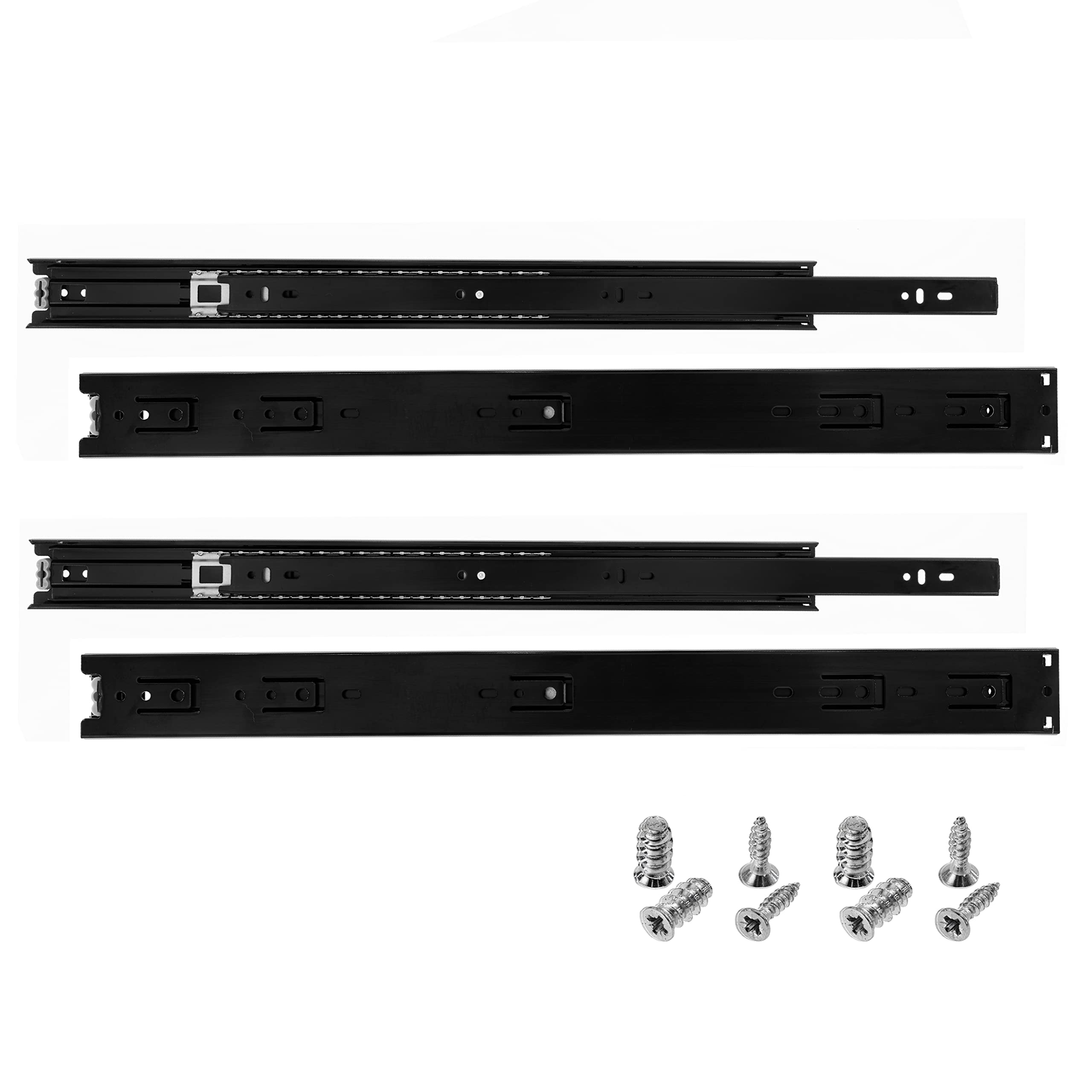 HELPMATE Drawer Runners Black Full Extension 500 mm 2 Pairs Set of 4 Ball Full Extension 35 kg Load Capacity Drawer Slide Rail System Drawer Guide Steel Painted Black Includes Mounting Material