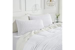 VHC Brands 100% Cotton Waffle Weave White Queen Size Sham Set of 2 20x30, Decorative Throw Pillow Covers/Shams, Boho Farmhouse Bedroom Decor