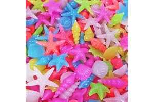 SpringSmart Aquarium Rocks, Can Glow in The Dark After Daily Exposure to Light, Cute Sea Item Shaped Decor Stones for Fish Bowl, Garden, Ponds, Handmade Crafts, Colorful Non-Toxic Fish Tank Substrate