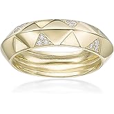 Lavari Jewelers 1/20 Carat Lab Grown Diamond Geometric Ring for Women - 18k Yellow Gold Plated 925 Sterling Silver Diamond Ring for Her - Anniversary Engagement Promise Band Ring Size 5 to 9