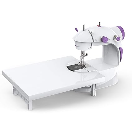 KPCB Tech Mini Sewing Machines with Extension Table (White and Purple, Small)