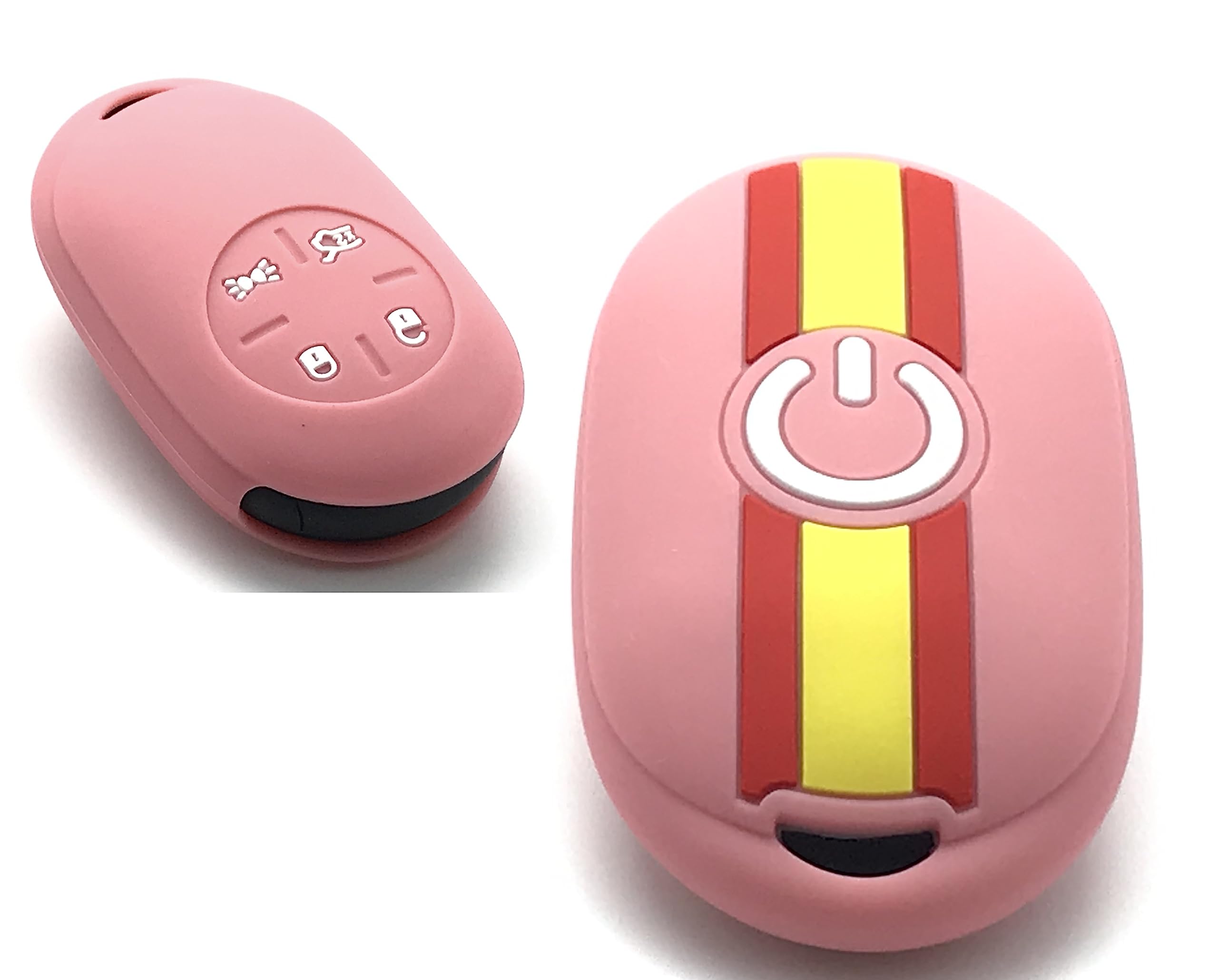 Nordecco Silicone Spain Flag Key Fob Cover Protective Case Compatible With Fiat 500e Electric 2022 2023 and Above (Pink)