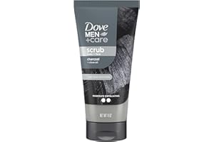 DOVE MEN + CARE Body and Face Scrub Charcoal & Clove Oil Deeply Exfoliates for Hydrated & Nourished Skin 100% Gentle Cleanser, No Sulfate Cleansers or Parabens 9 oz