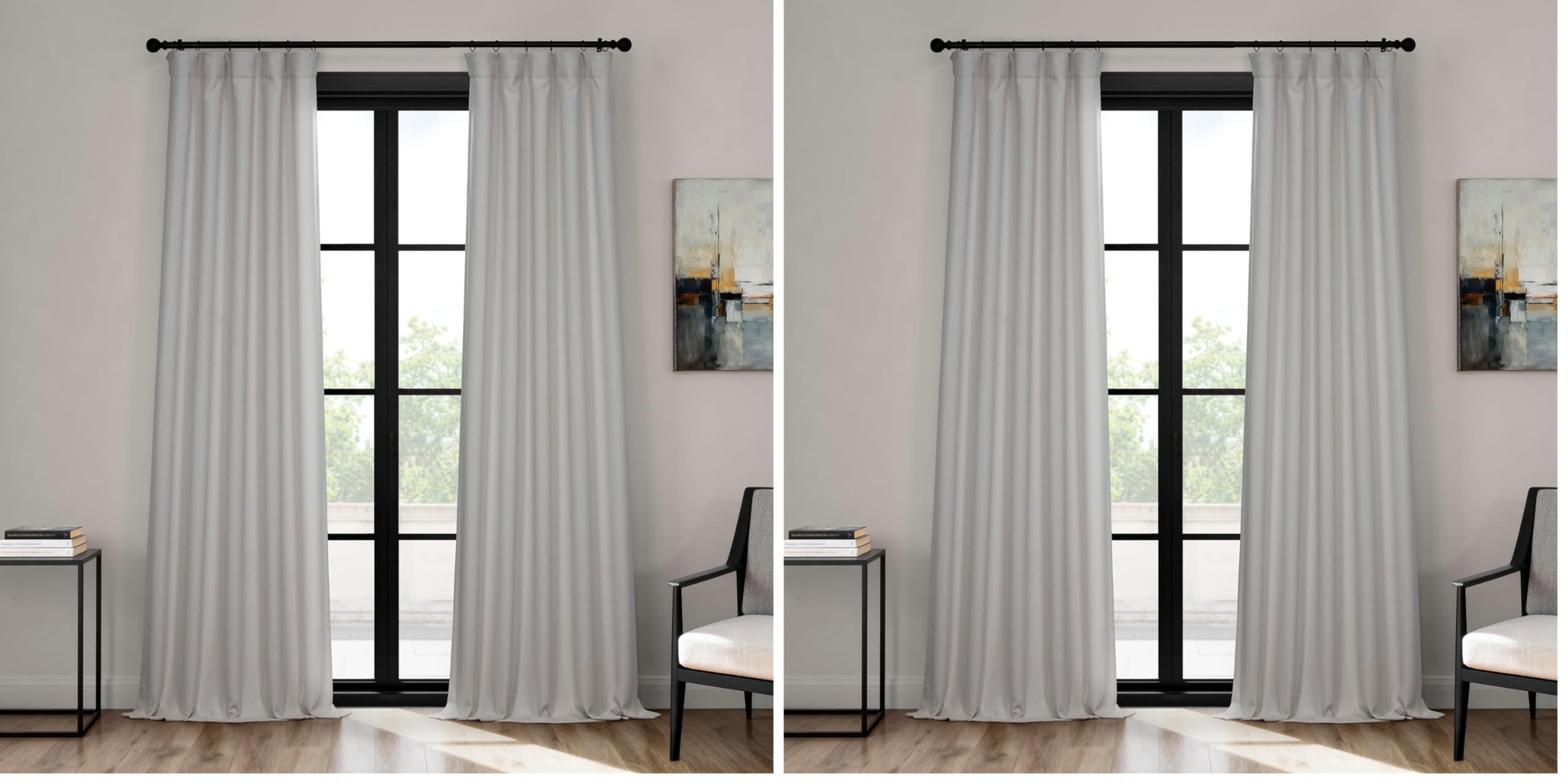 HPD Half Price Drapes - Faux Linen Curtains for Living Room (2 Panels) - 50W X 84L - Textured Room Darkening Curtains for Bedroom 84 Inches Long - Drapes for Home Decor, Birch Image